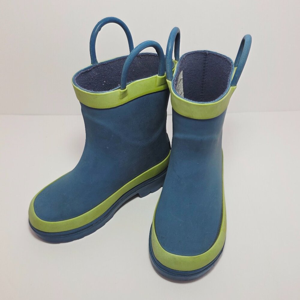 Blue Mountain Kids Rain Boots Blue & Lime Green | Size 5/6